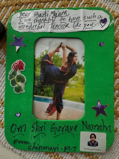 A handmade card from Chinmayee for Guru Purnima. Gifts like these are the most meaningful I could ever receive.
