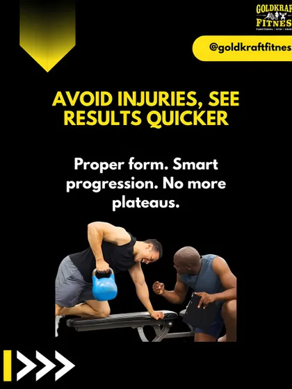 My first priority is to help you get results without getting hurt. Proper form and smart progression are key to avoiding injuries and breaking through plateaus. With my guidance, you will learn to lift safely and effectively.