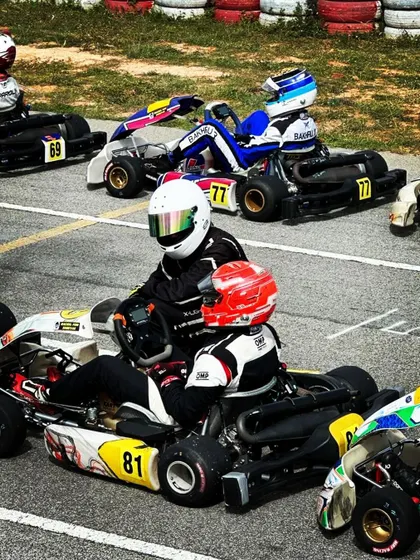 Drivers lined up on the starting grid.
