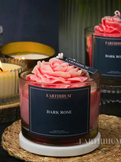 For a bolder scent and look, my 'Dark Rose' glass jar candle is a perfect choice. The deep pink rose and rich fragrance create a cozy and inviting atmosphere.