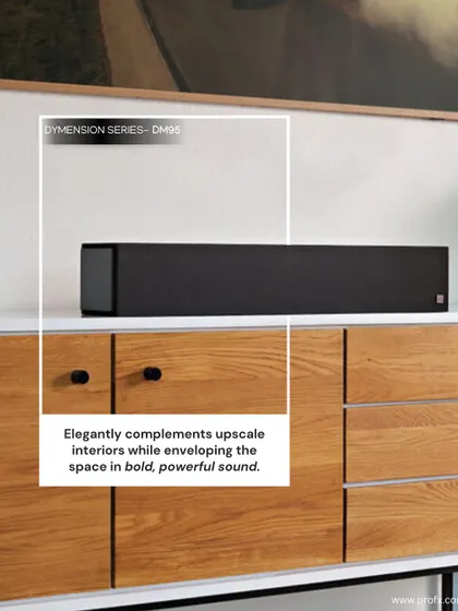 The Definitive Technology Dymension Series DM95 elegantly complements upscale interiors, enveloping the space in bold, powerful sound from a discreet and stylish source.
