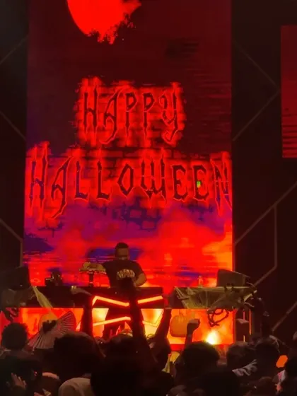 Setting the spooky scene with fiery visuals for a packed Halloween night. It's all about creating a complete thematic experience.