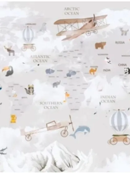 A detailed crop of the educational world map wallpaper.