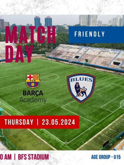 Announcing a prestigious friendly match for our U15 team against the Barca Academy at the BFS Stadium. I provide opportunities for our players to test themselves against the best.