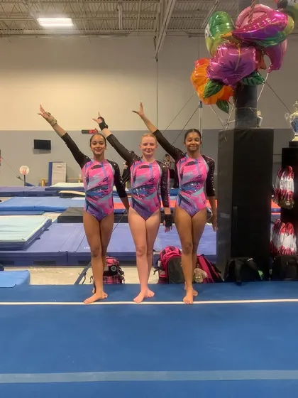 Three of our amazing Gold athletes after competing at their state meet. Their hard work and dedication shone through.