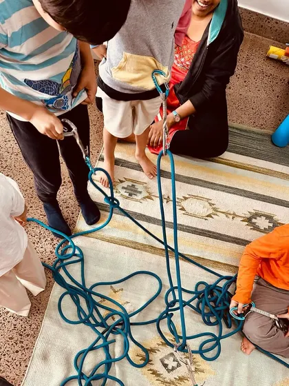 As part of our transport theme, we explored trekking and mountaineering. The children were fascinated by the ropes and carabiners, getting a hands-on feel for the gear used by real explorers.