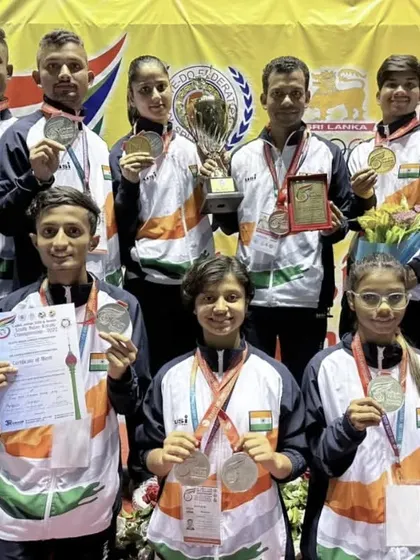 The entire winning contingent from the South Asian Championship. A dominant performance by Team India.