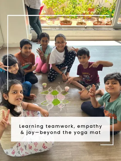 Beyond the mat, our little yogis learn teamwork, empathy, and joy. Activities like creating a group rangoli foster collaboration and a sense of community.