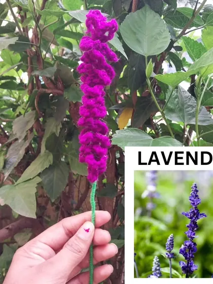 A handmade crochet lavender stick. These are great for adding a touch of rustic charm to your decor or gift hampers.