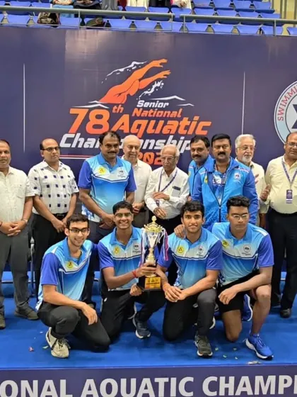 This is what victory looks like. Team Karnataka, powered by our swimmers, celebrating the Overall Championship at the 78th Senior National Aquatic Championship. We don't just build swimmers; we build the best.