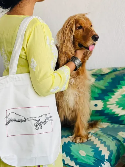 A beautiful shot of me, Posto, and our new favorite tote bag from Slash7.