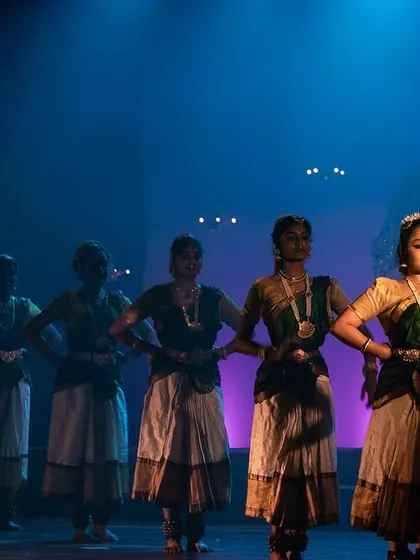 The dancers lined up, creating a sense of anticipation and grandeur.