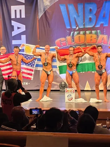 The lineup at the INBA Global event in Japan. Standing next to other top natural athletes from around the world.