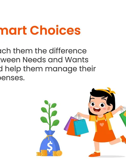 Help your child make smart choices by teaching them the difference between "needs" and "wants". This is a fundamental concept in managing expenses and personal finance.