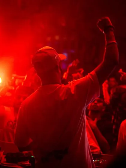 A powerful silhouette of me with my fist in the air, against a backdrop of red light.
