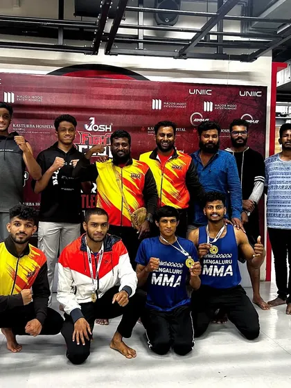 Our team celebrating three gold medals at the MMA tournament held at Superhuman Gym, Manipal. Our fighters dominated their respective weight categories.