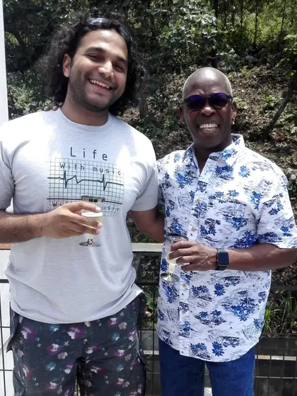 Sharing a moment with Mamady Keïta. His philosophy was "Be Happy, Be Djembe," and that is the spirit we bring to every class and drum circle.