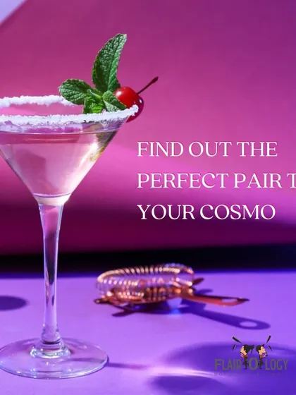 Find the perfect food pairing for your Cosmo. This graphic series explores different options, from appetizers to desserts, that complement the cocktail's flavor profile.