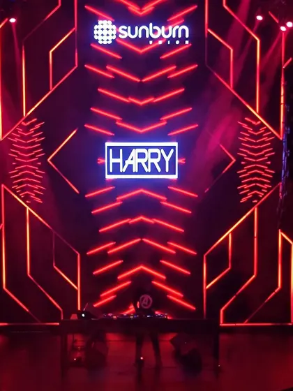 My name in lights on the main stage at Sunburn Union. This was during my warmup set for the Indigo Hotmix show, a great night of hip-hop and club music.