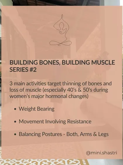 An introduction to my series on building bones and muscle, especially for women in their 40s and 50s. We focus on weight-bearing activities, resistance movements, and balancing postures.