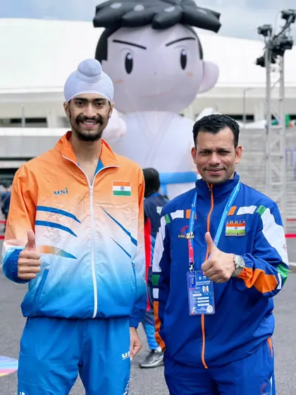 With my coach, Aniket sir, in China. His guidance has been instrumental in my journey from a local athlete to an international competitor.