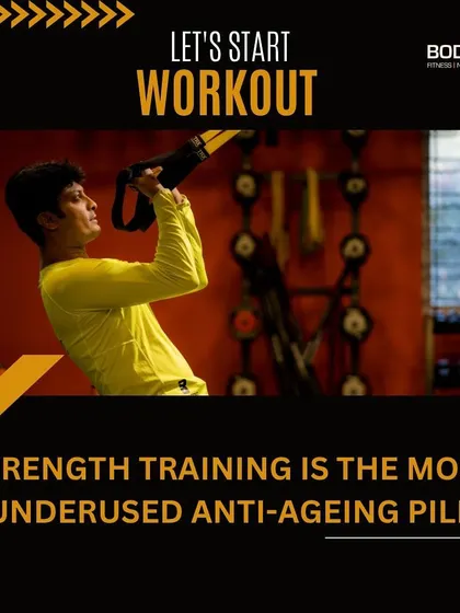 Strength training is one of the best things you can do for your body as you age. Here, a member uses TRX straps for a pulling exercise to build back and arm strength.