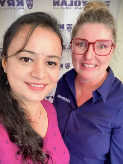 A selfie with the incredibly talented international makeup expert, Emilie Guillermin, after a Kryolan masterclass.