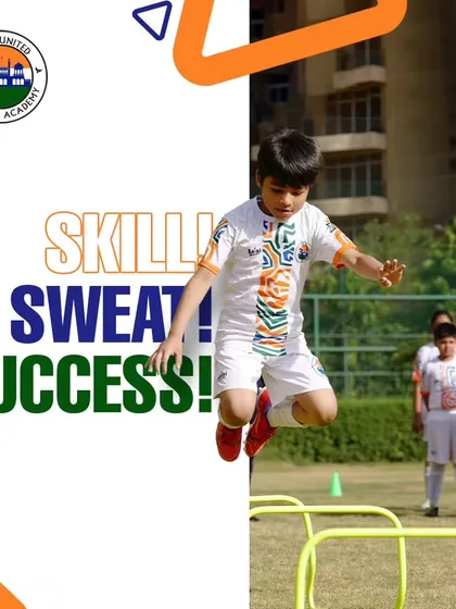 Skill, sweat, success. A young player works on agility and coordination by jumping over hurdles during a training session.