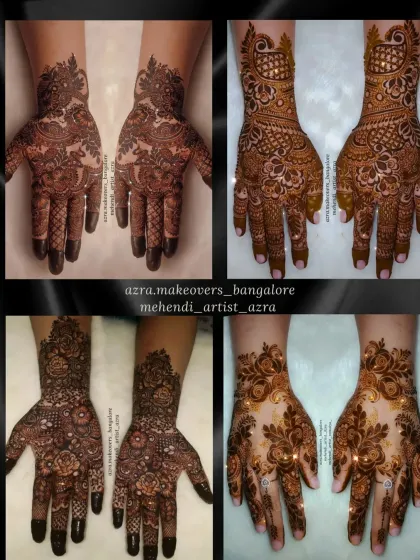 A collage of my work, showcasing different styles of guest and party mehendi.