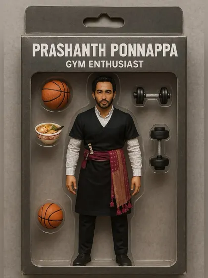 If I were an action figure, this is what I'd come with: basketballs, dumbbells, and a bowl of ramen. Batteries not included, because I run on mobility and good food.