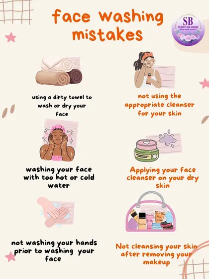 Are you guilty of these face washing mistakes? Using a dirty towel, water that's too hot, or the wrong cleanser can harm your skin. This graphic shows you what to avoid.