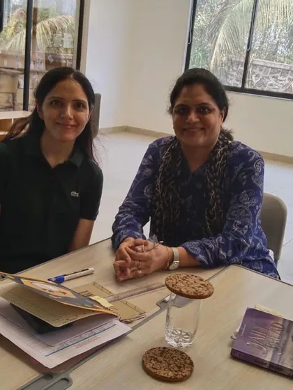 A moment of connection with a participant after a workshop at DPS Hinjawadi. Building personal relationships with the educators I train is a cherished part of my work.