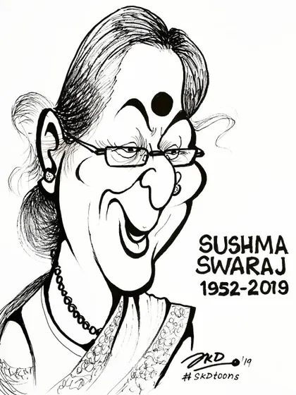 A caricature tribute to Sushma Swaraj, a respected leader and former External Affairs Minister. I tried to capture her powerful yet warm presence in this drawing.
