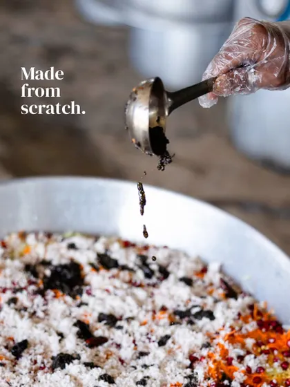 A traditional Yele Oota, made from scratch. Every element, from the rice to the various side dishes, is prepared with care and placed with purpose on the banana leaf, honoring this South Indian culinary ritual.