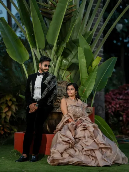 A stylish reception look. We love capturing the glamour and fun of the evening party, from the designer outfits to the happy, candid interactions.