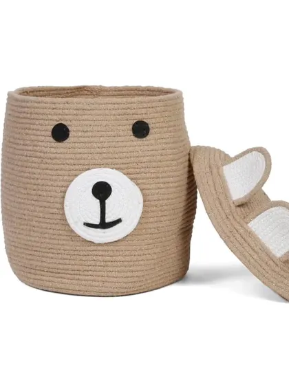 Our classic brown bear storage basket with a lid is a customer favorite. The neutral tone fits any decor, while the cute face adds a touch of personality.
