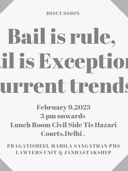 I firmly believe in the legal principle that 'Bail is the rule, Jail is the exception'. I actively participate in and promote discussions on the current trends in bail law to ensure personal liberty is protected.