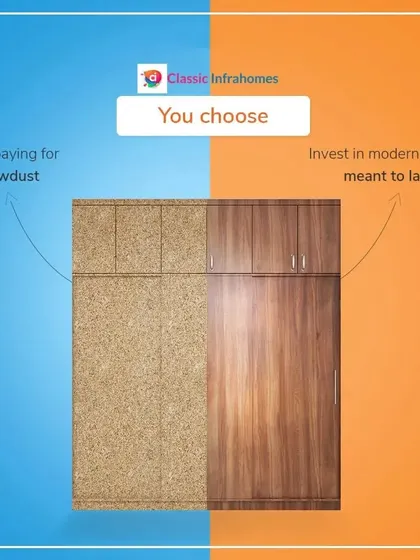 We believe in using quality materials that last. This graphic explains why we prefer plywood, a strong and water-resistant material, over MDF, which is essentially sawdust.