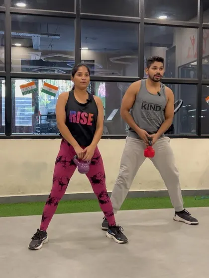 The kettlebell sumo squat is another great exercise we use to target the inner thighs and glutes for a complete lower body workout.