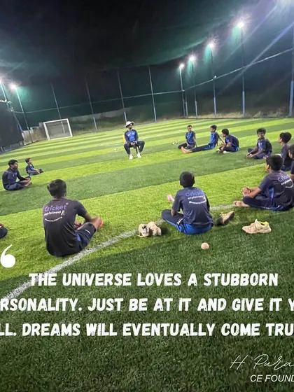 The universe loves a stubborn personality. I tell my players to be stubborn about their dreams. Just keep at it, give it your all, and your dreams will eventually come true. This is a moment from one of our evening team talks.