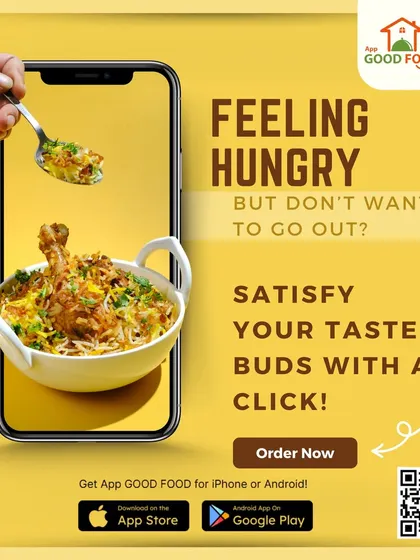 Feeling hungry but don't want to go out? Satisfy your taste buds with a click. Our app brings the restaurant experience home with dishes like this delicious chicken biryani.