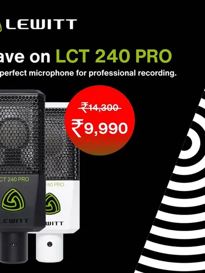 A special offer on the Lewitt LCT 240 PRO condenser microphone. This is a versatile, professional studio microphone perfect for recording vocals, instruments, and podcasts with crystal-clear detail.