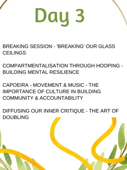 A look at the powerful workshops on Day 3, including sessions on breaking glass ceilings, building mental resilience, and the importance of culture in community.