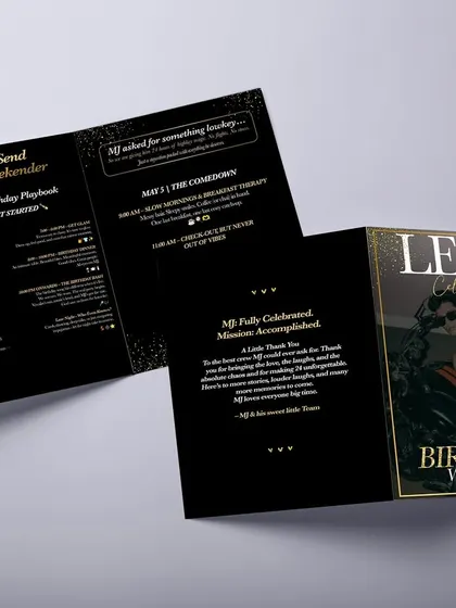 Celebrating in style with a perfectly planned birthday itinerary. This custom-designed "Birthday Weekend" playbook includes a full 24-hour schedule, turning a birthday bash into a full-send experience.