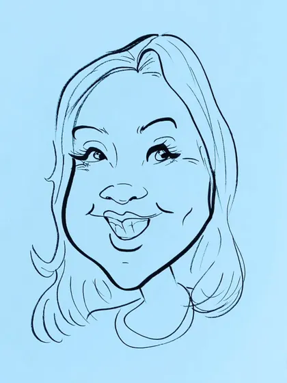 Another caricature I love. This one has a simple, clean style that focuses on her friendly expression.