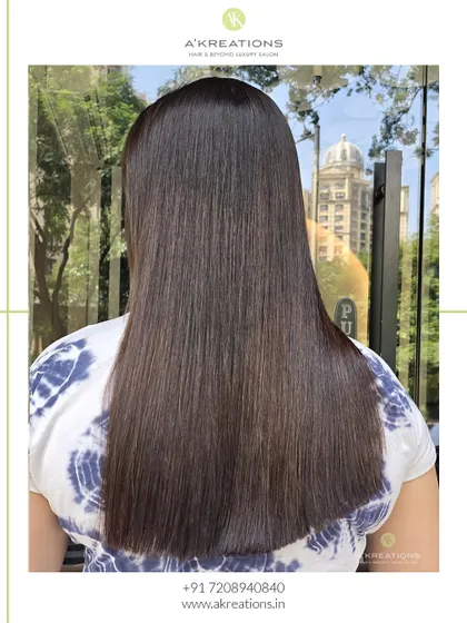 A full hair makeover featuring a rich brown color and a Hair Botox treatment for incredibly healthy, glossy, and frizz-free locks.