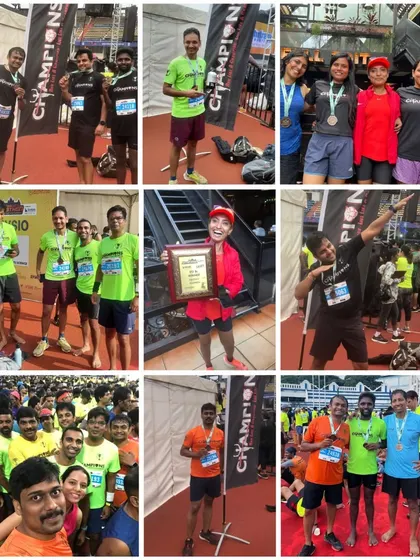A collage summarizing our fantastic outing at the Bengaluru Marathon. It showcases individual achievements and our collective team spirit.