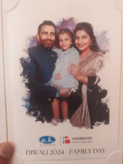 A heartwarming family portrait created by our Digital Caricature booth for an IndiaBonds Diwali Family Day. This service is perfect for family-centric events, capturing a special moment in a unique artistic style.