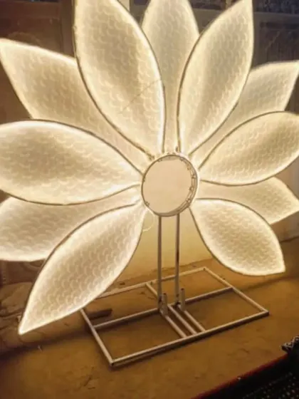 I also provide unique lighting elements like this large, illuminated lotus flower prop. It can be used as a statement piece for an entrance, stage corner, or as part of a photo booth.