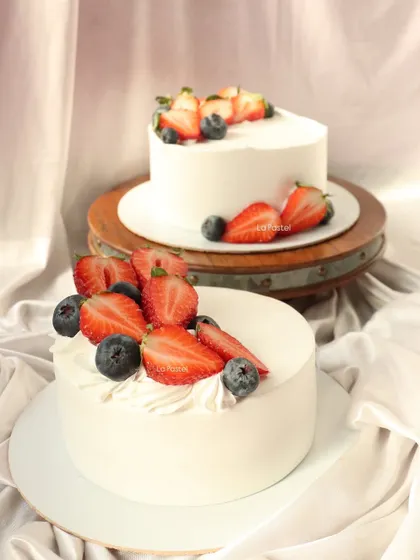 Two sizes of my fresh berry cakes, perfect for celebrations big and small.